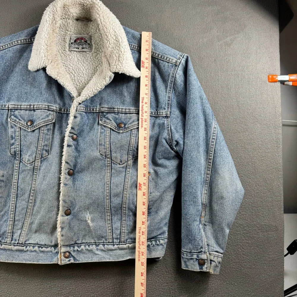 Vintage Levis Denim Jacket Mens L Blue Sherpa Lined Trucker USA 70609 4891